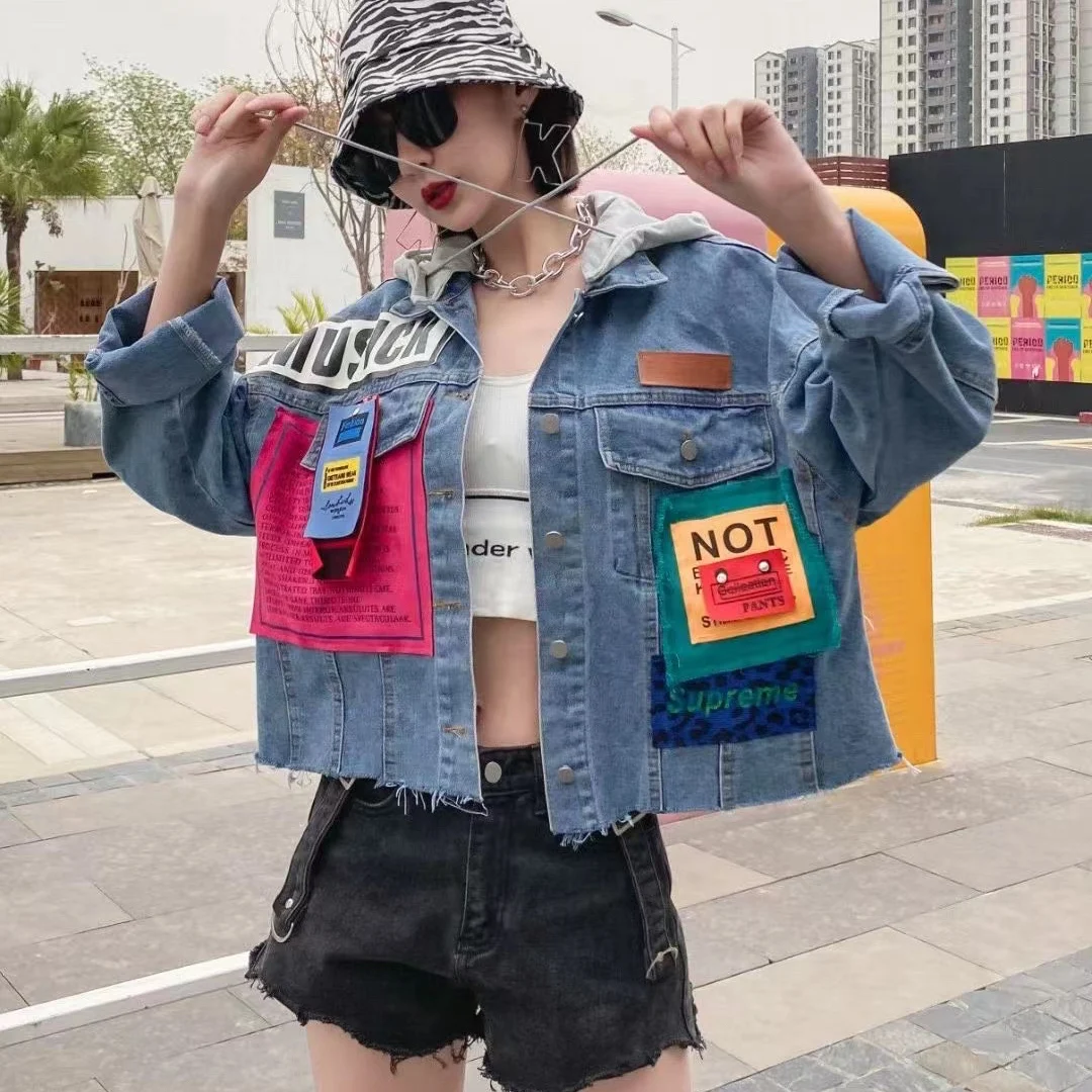 Куртка женская модные джинсовые куртки в стиле High Street винтажная Толстовка