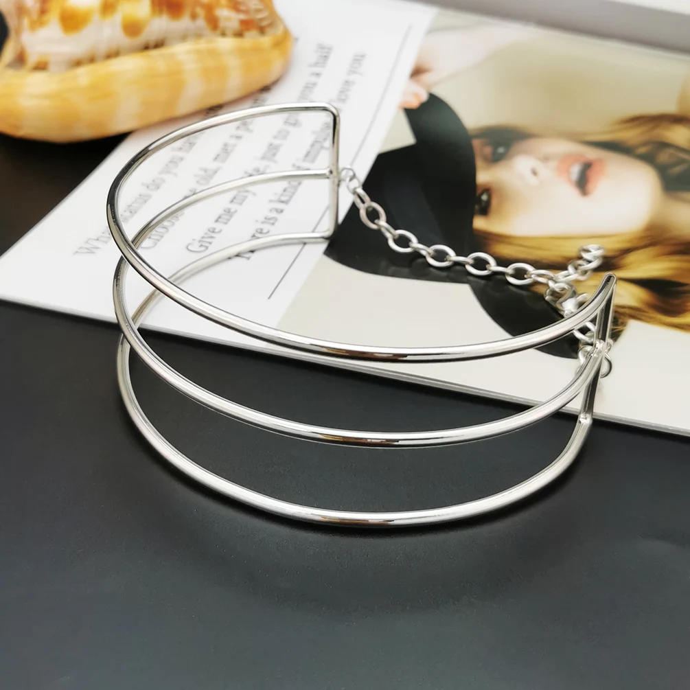 MANILAI 3-слойное металлическое колье-чокер ожерелья Женское Ожерелье-нагрудник