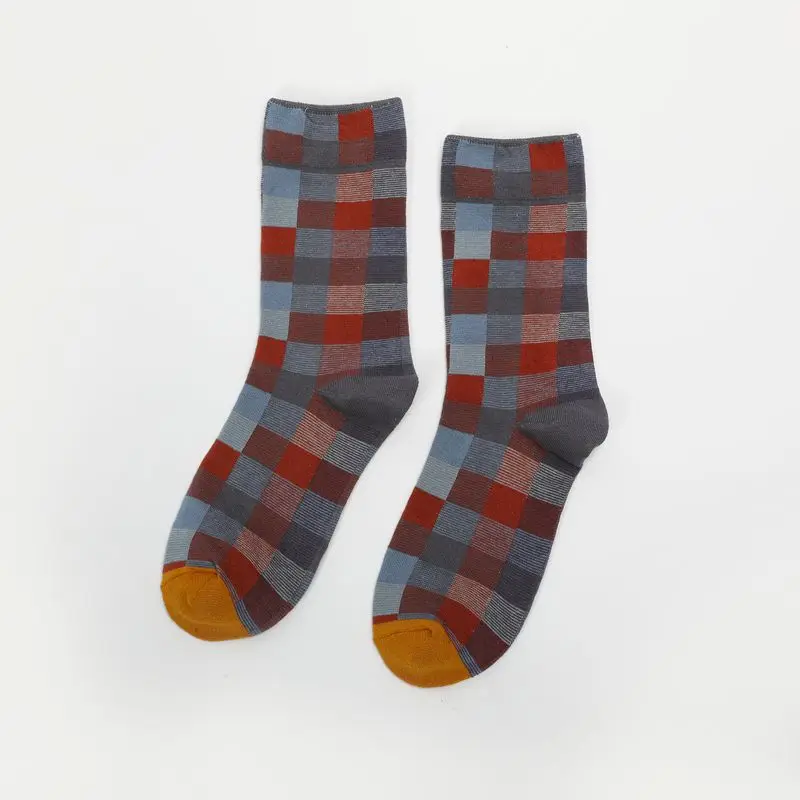 Французские клетчатые чулки хлопковые стандартные градиентные цветные