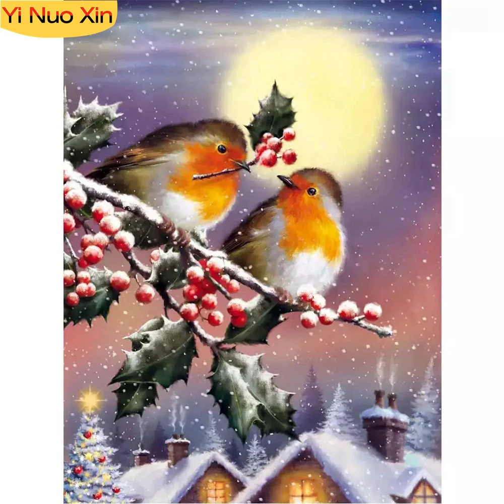 

YNX 5D DIY Diamond Painting Handmade Home Decor Gift Winter Animal Bird Full Square Round Rhinestone Diamond Embroidered Mosaic