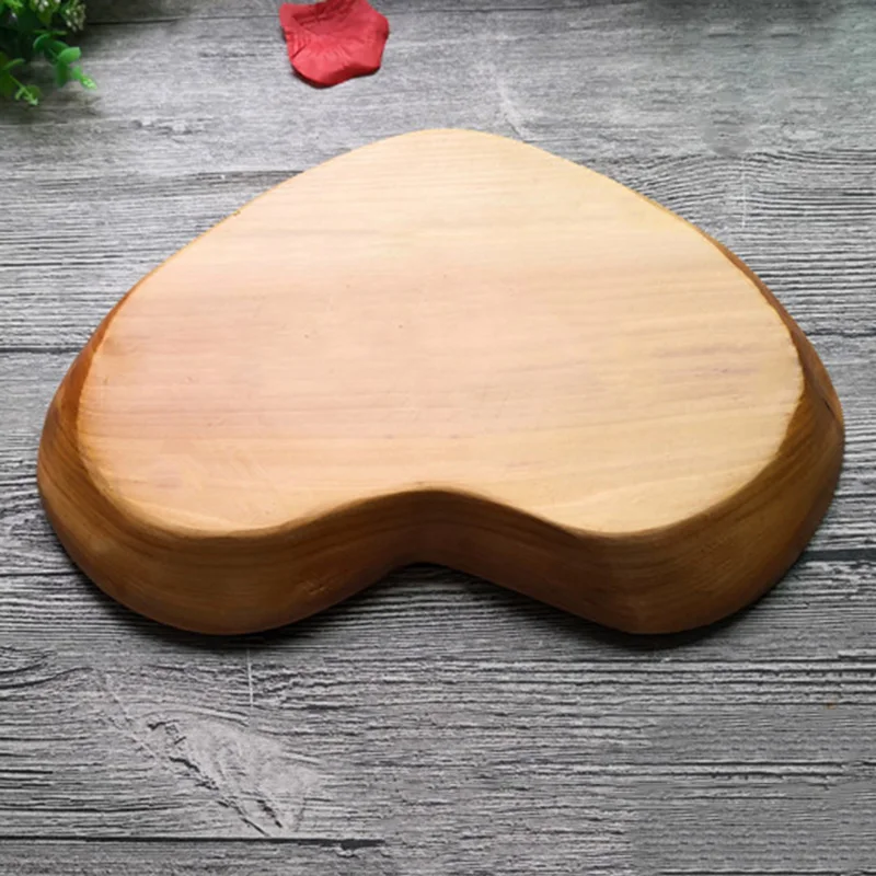 Твердая деревянная тарелка для хранения фруктов в форме сердца посуда поднос