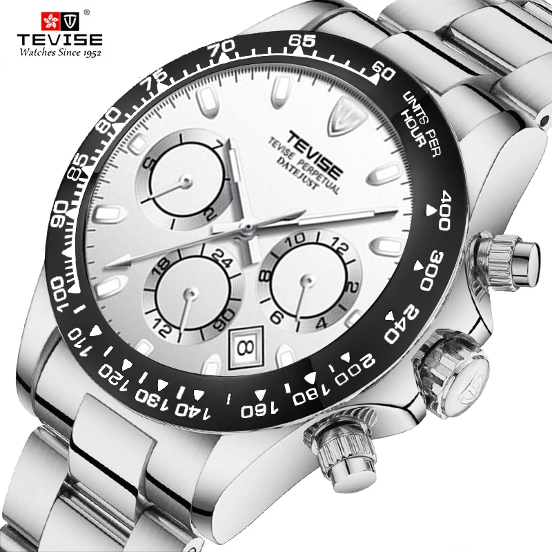Автоматические механические часы Tevise мужские наручные из нержавеющей стали с