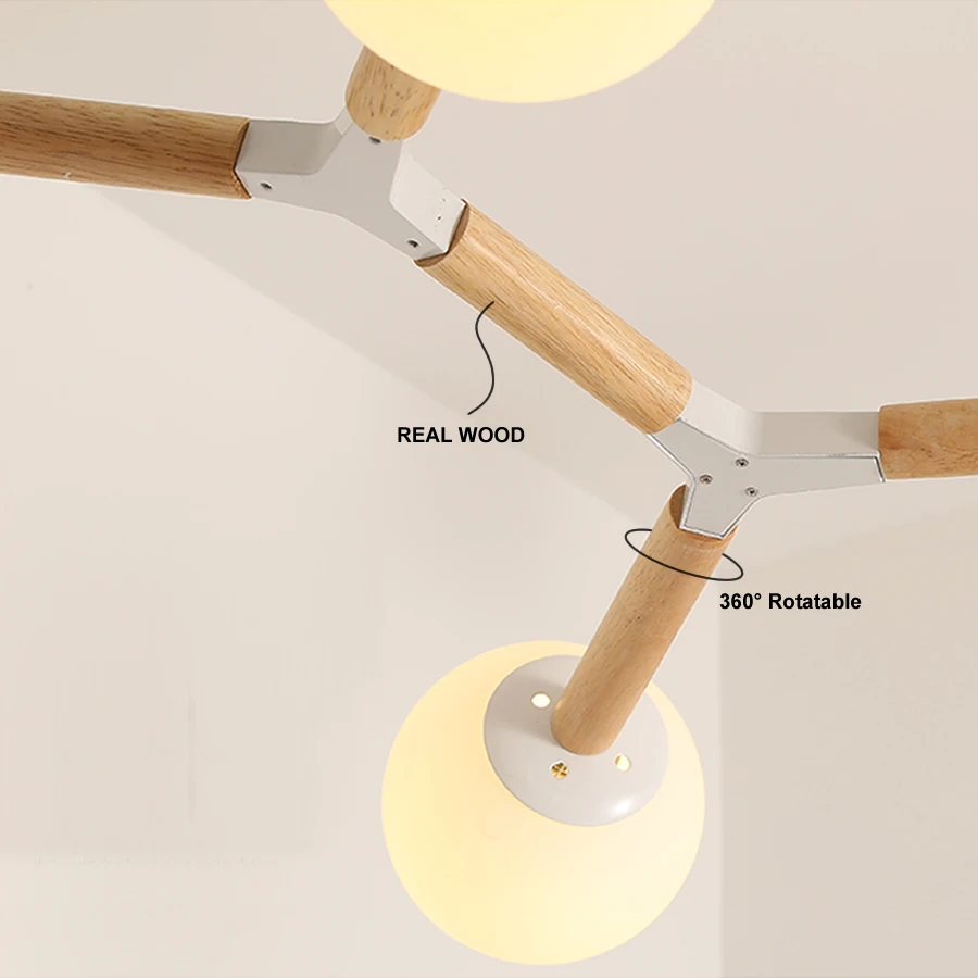 

Wooden chandelier lighting Tree Branch Nordic Style Glass Molecular chandelier Living Dining Room Lamp scandinavian chandelier