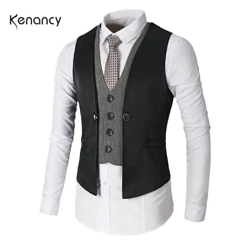 Hemiks мужская с v образным вырезом без рукавов Slim Fit Куртка деловой костюм рубашки