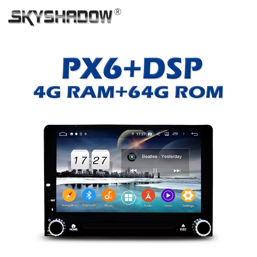 Автомобильный DVD-плеер 720P PX6 DSP IPS Android 10 0 64 Гб ROM + 4G LTE Bluetooth Wifi GPS карта AHD RDS радио для