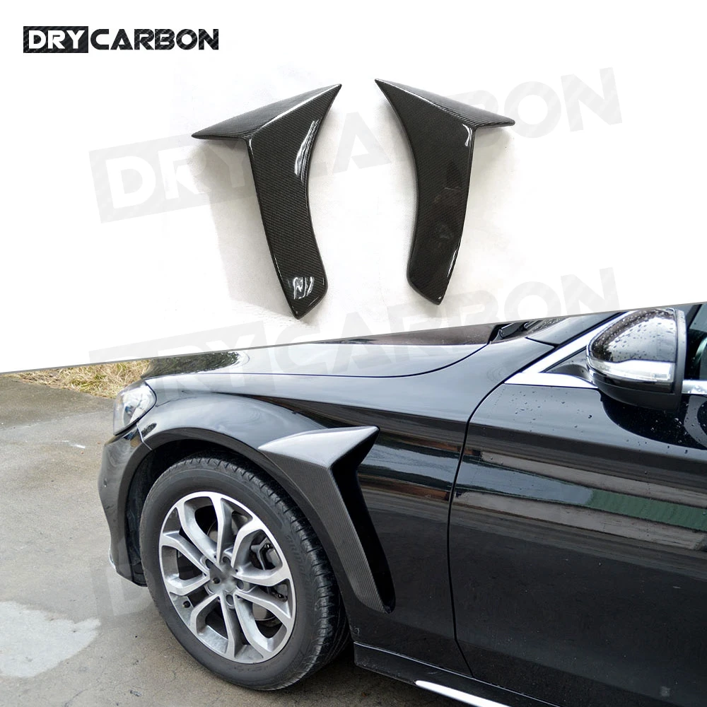 

2PCS Carbon Fibre Front Side Fender Vent Gill Trim Cover for Mercedes Benz C Class W205 C200 C300 2015-2018 Car Styling