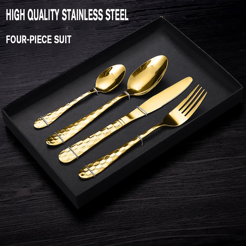 4 шт. золотой набор посуды Нержавеющая сталь можно мыть в посудомоечной машине