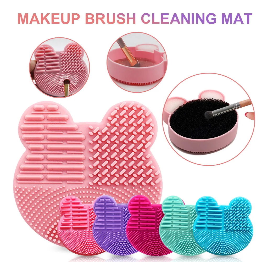 Cosmetics Foundation Makeup Brush Cleaning Mat Silicone Brush Scrubber Mat Cute Design Portable Washing Tool Brush Cleaning Pad