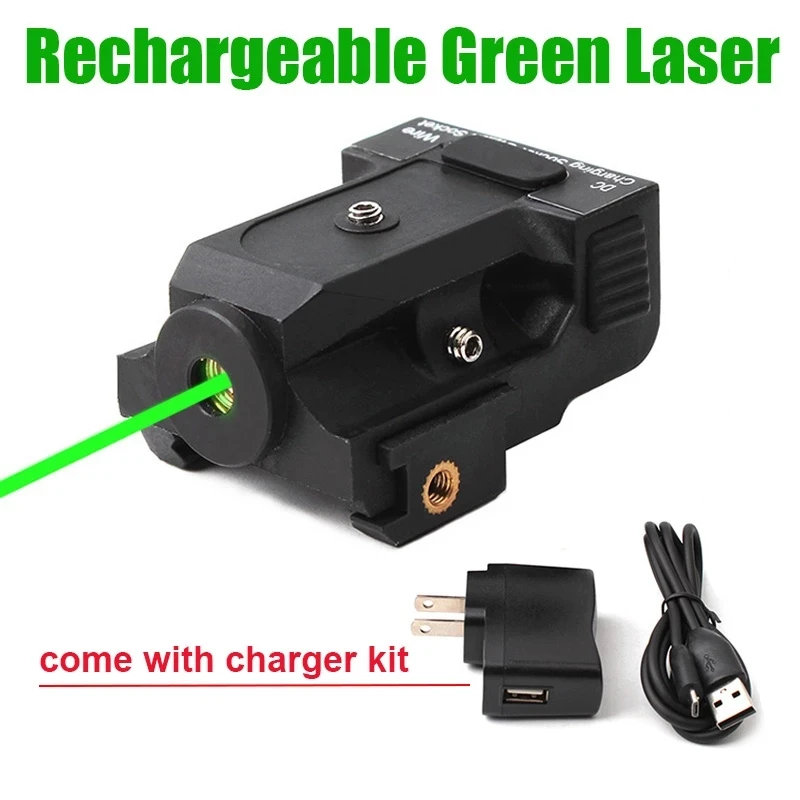 

Tactical Rechargeable Green Laser Sight for Glock 17 Rifle Handgun Glock Colt 1911 20mm Clip Picatinny Rail Aiming Lazer Pointer