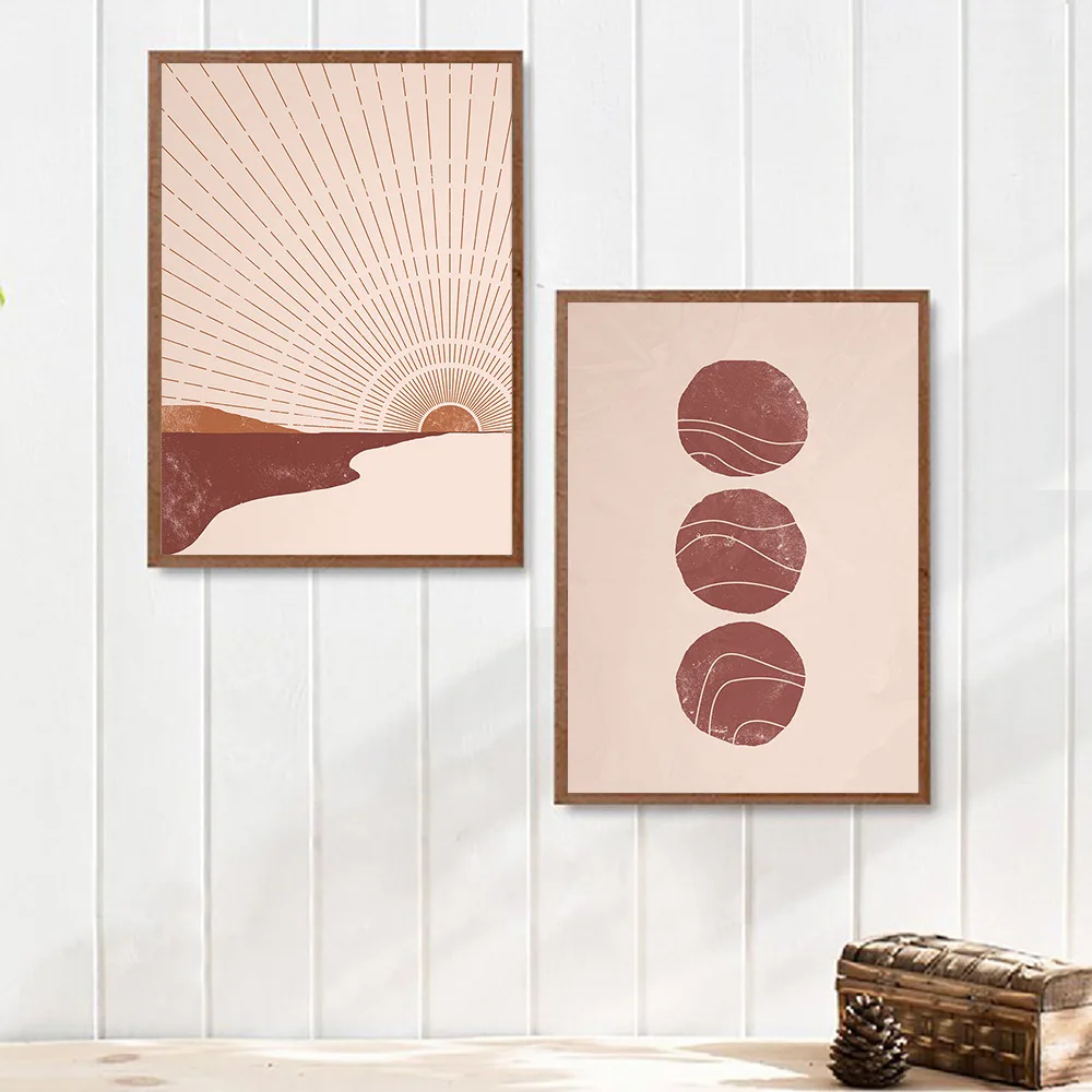 

Minimalism Poster Wall Art Canvas Painting Geometry Sun Girl Nordic Poster Art Wall Pictures For Living Room Home Decor Unframed