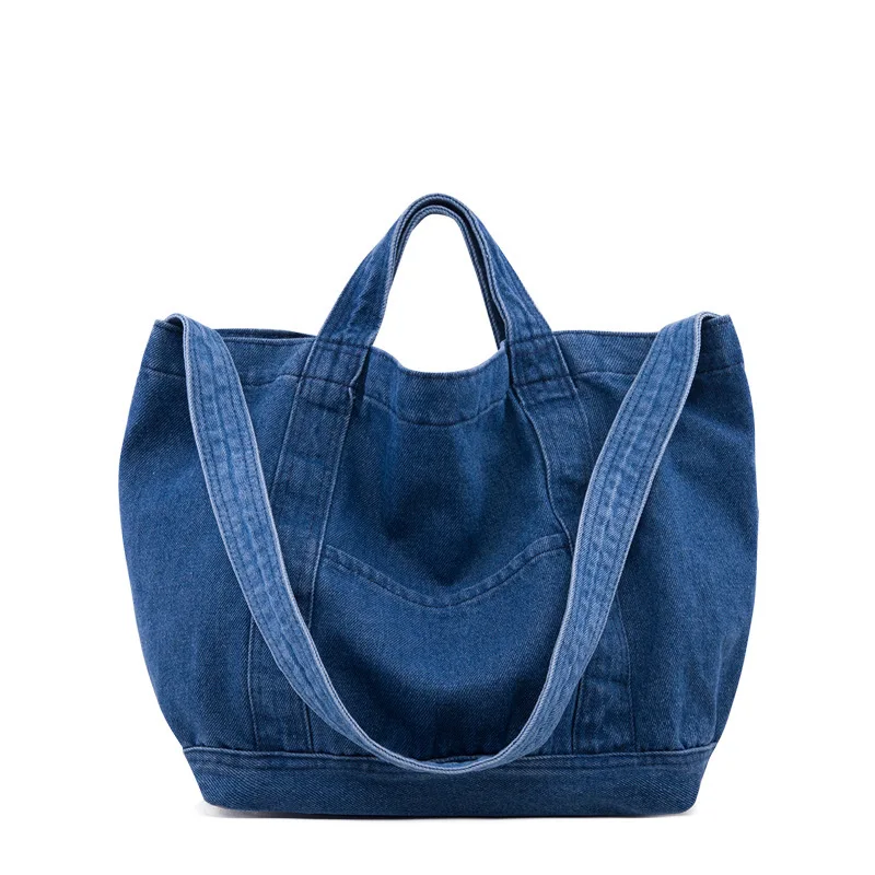 Джинсовая сумка для женщин вместительная дамская сумочка на одно плечо рюкзак