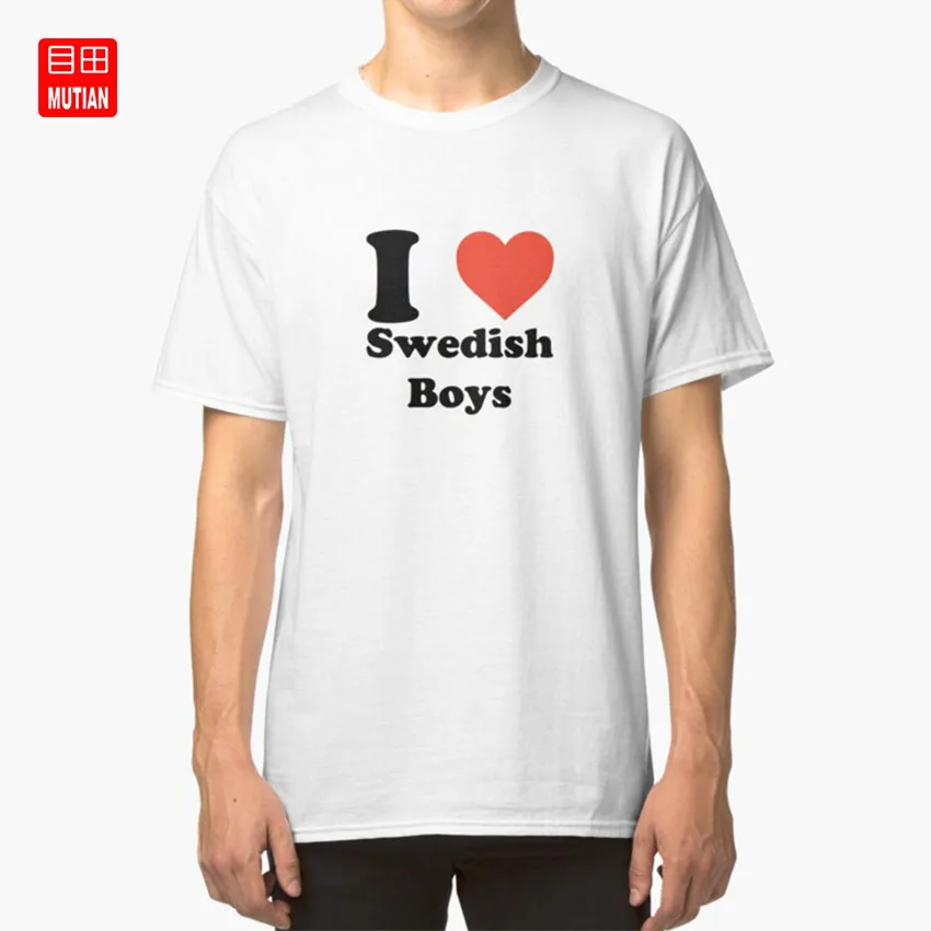 Шведская футболка для мальчиков с надписью I love (heart) и heart sweden|Мужские футболки| |