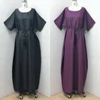 Однотонные черные Исламская Абая для мусульман, Дубай мусульманских женщин модные макси платье хиджаб платье India American одежды Турция Кафтан