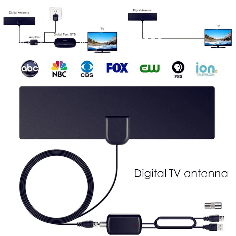 Новинка 2021 домашняя цифровая ТВ антенна HD Усилитель приемника 900 миль 4K VHF Freeview