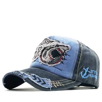 2022 new baseball cap vintage shark style fishing hat for men women unisex teens embroidered snapback flat bill hip hop hats