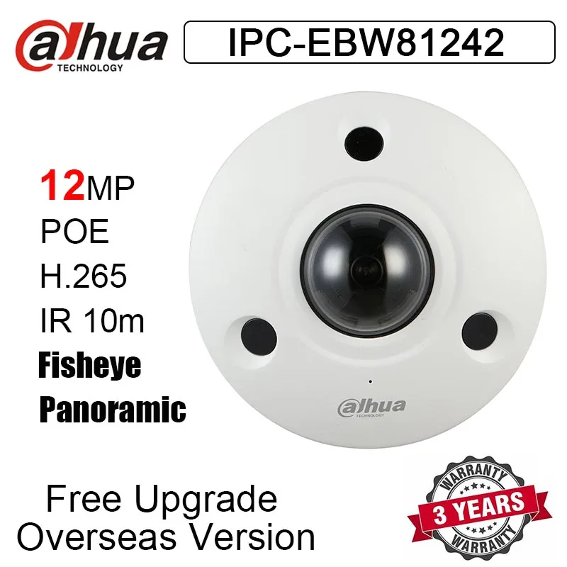 Dahua IPC-EBW81242 12 МП панорамная сетевая камера рыбий глаз POE IP67 IK10 IR 10m слот для SD-карты |