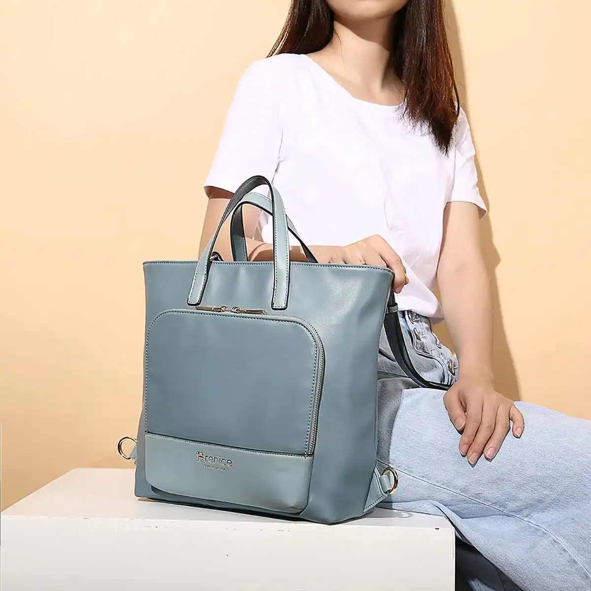 

Вместительный рюкзак для женщин, сумка на плечо со сращением, многофункциональный органайзер для планшета, ручной держатель для карт, кошел...