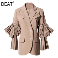 deat notched collar long sleeve solid suit coat women new korean loose waist versatile top female 2021 autumn winter gx877