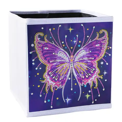 DIY 5D алмазов картина Органайзер мозаика "Бабочки" Стразы Декор складная коробка для хранения бытовой квадратный Рабочий стол чехол