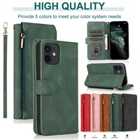 business leather case for iphone 12 pro max 11 xs max luxury zipper flip iphone 6 7 8 plus phone case loading coins and cards