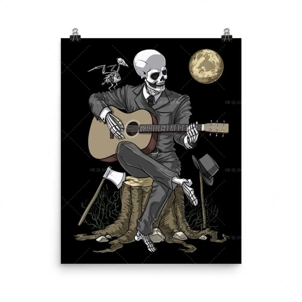 

Home Decor Posters Nordic Abstract Skeleton Playing Guitar Wall Art Canvas Painting HD Art Poster Print Wall Picture Living Room