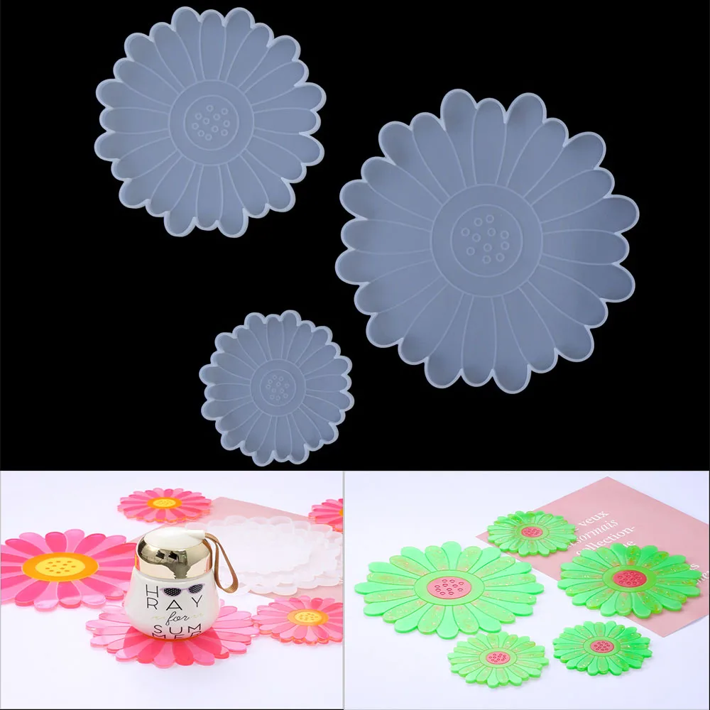 

Flower Shape Silicone Cup Pad Mold Round Daisy Coaster Silicone Mould For DIY Handmade Crafts Table Decoration Making Tools