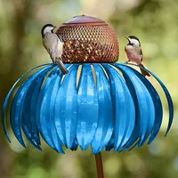 Hummingbird Feeders for Outdoors, Standing Bird Feeder, Outside Rust Resistant Garden Art Metal Birdfeeder with Stand