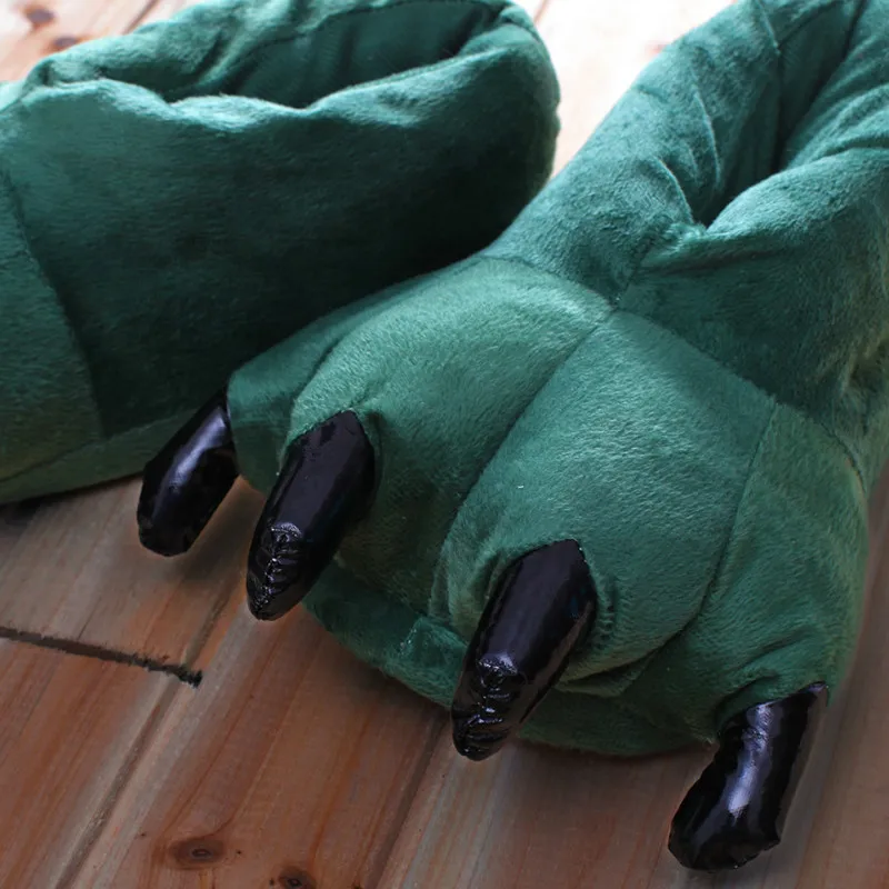 Обувь с лапами для мужчин и женщин домашняя обувь из бархата кораллового цвета