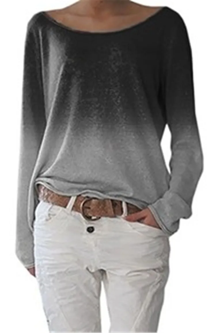 Женская футболка с длинным рукавом новинка 2019 стильная круглым вырезом в стиле