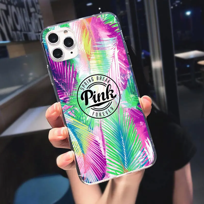 

Fashion pink Victoria Soft Silicone Back Cover Case Coque Case For iPhone 12 11 Max 6s 7 8 Plus x XR XS Max SE SE2020 Phone Case