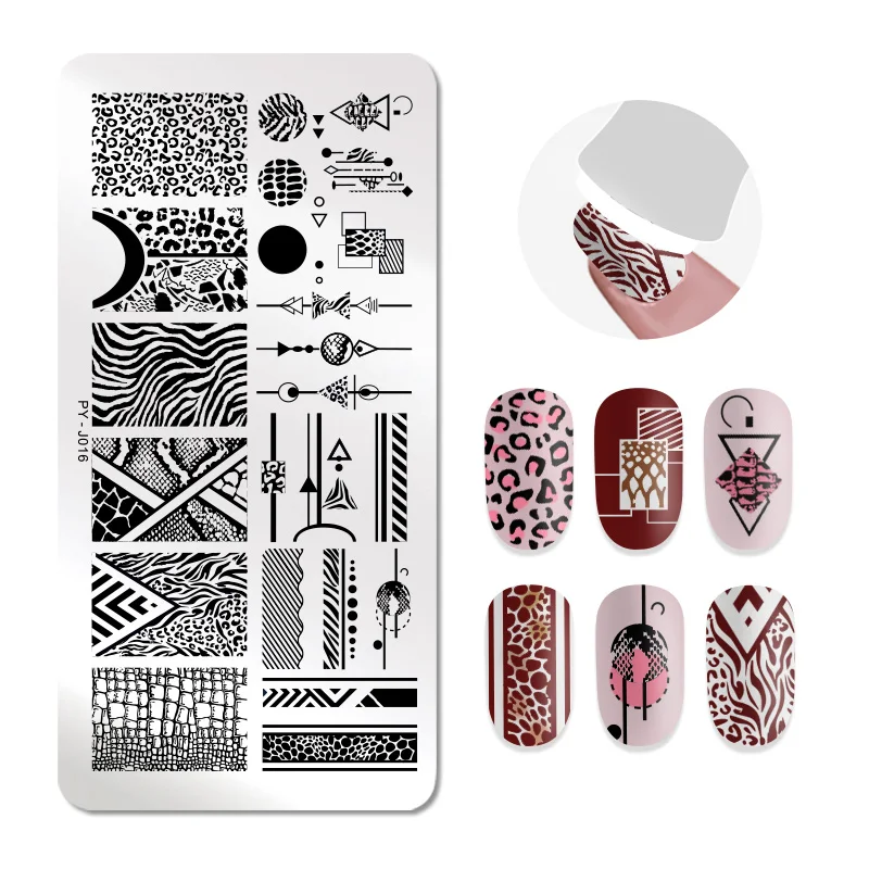 Штамповочные пластины PICT YOU для ногтей из нержавеющей стали с геометрическим