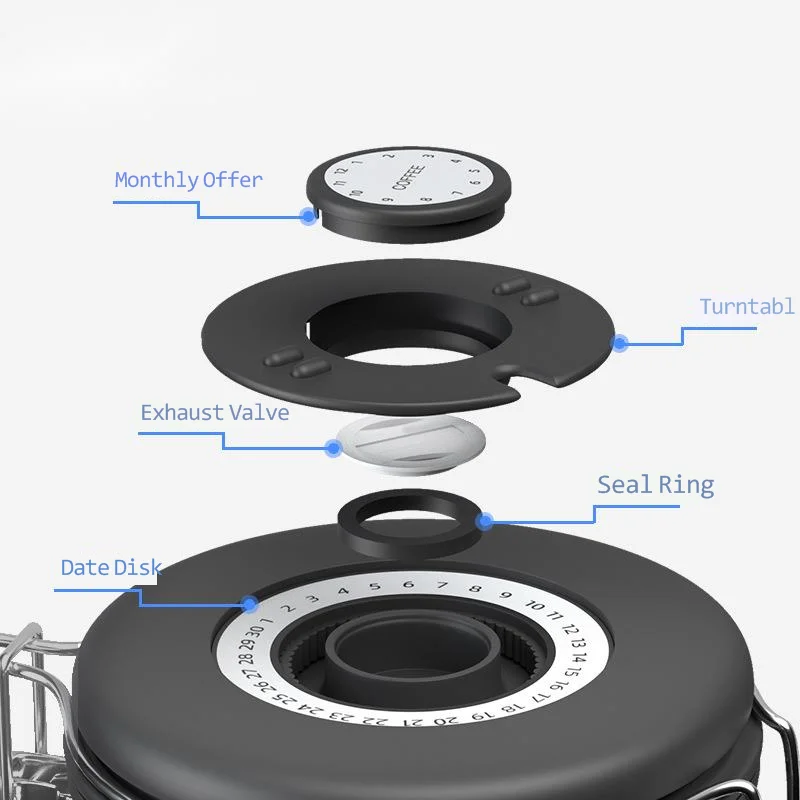 

Coffee Beans Sealed Can 304 Stainless Steel Exhaust Valve Sealed Storage Can Tea Dried Fruit Coffee Can With Spoon Container