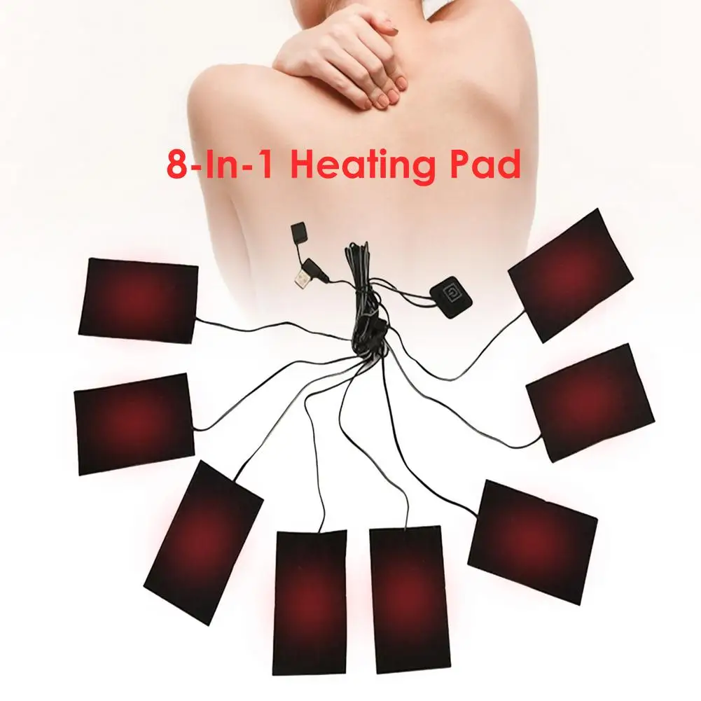 

8-в-1 коврик с подогревом USB для зимней куртки жилета нагревательные коврики для улицы теплая зимняя безопасная нагревательная одежда жилет ...