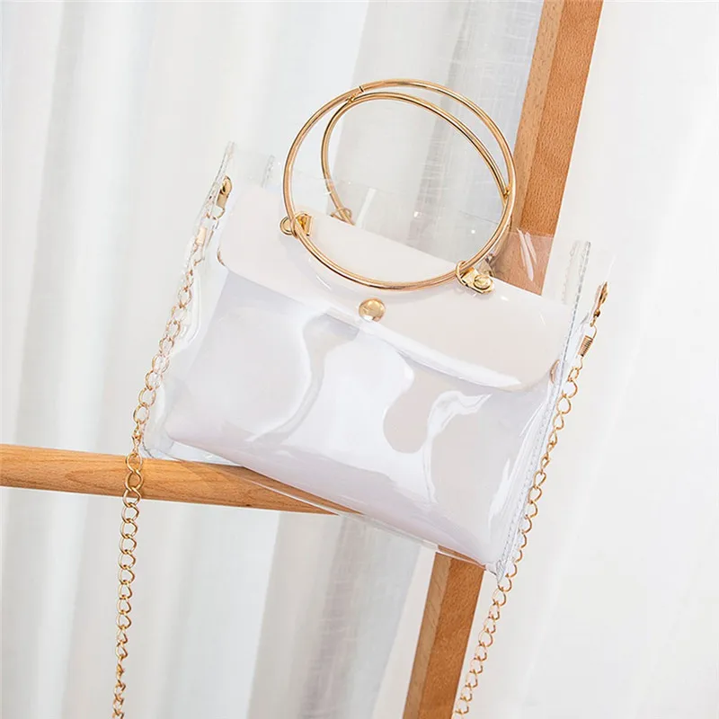 Прозрачная женская сумка из ПВХ 2 шт. маленькая Желейная Сумка тоут на плечо мини
