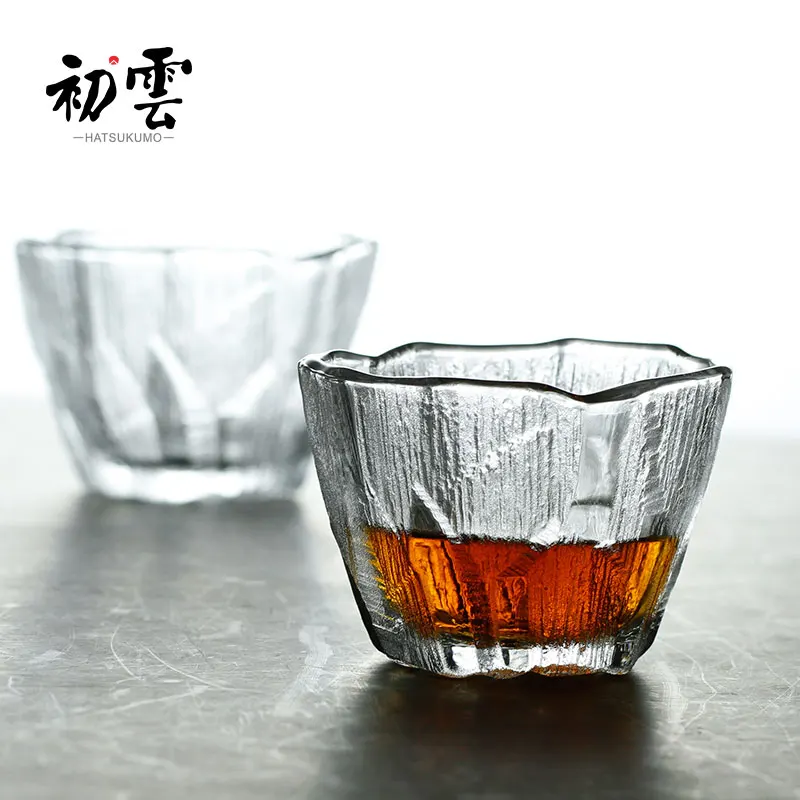 2021 nuevo hielo corazón taza japonés anillo de cristal de whisky de vidrio de cerveza taza vaso de madera caja de regalo para hombres mujer ins estilo-1