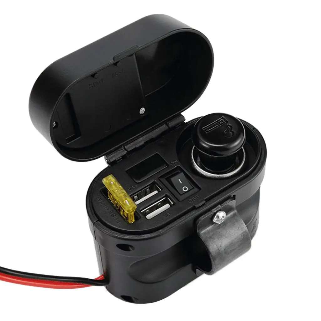 

Motorcycle Car Charger Waterproof Dual USB Charger Socket 12-24V Universal