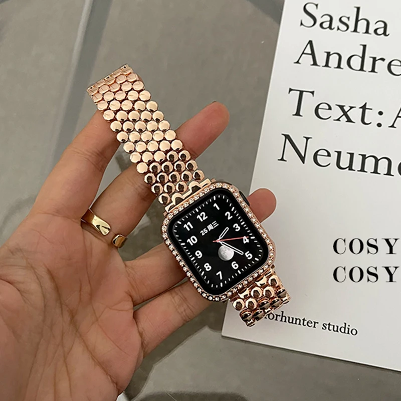 

Fish Scale stainless steel watch band strap for Apple watch 6SE 5 4 40 44mm wristband for iwatch 3 2 38 42mm baracelet for apple