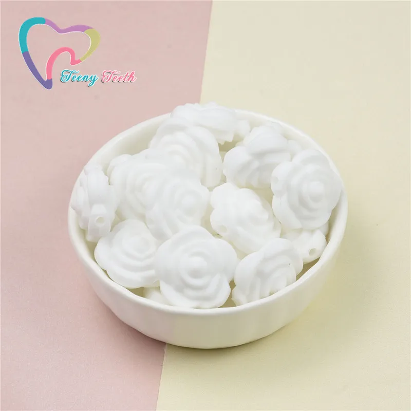 15 шт. монохромные Силиконовые Бусины В Форме Розы 3D бусины в форме розы