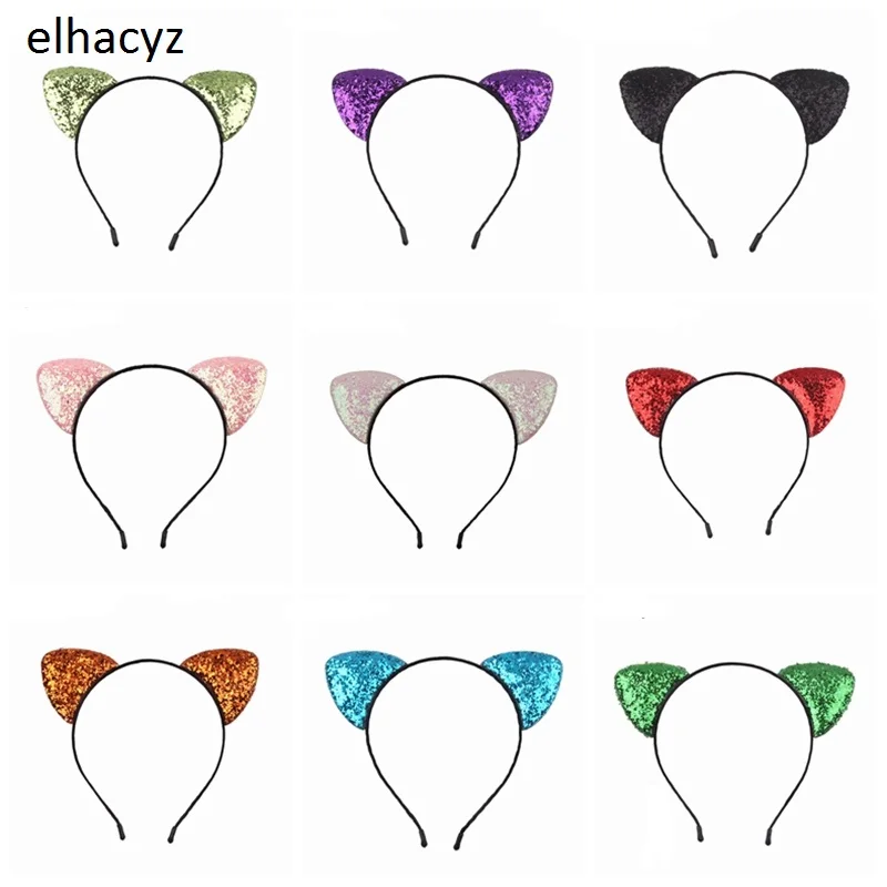 1PC New Cute Glitter Cat Ears Headband Chic Hair Band Shiny Headwear For Girls Hairband Women Party Fashion Accessories |