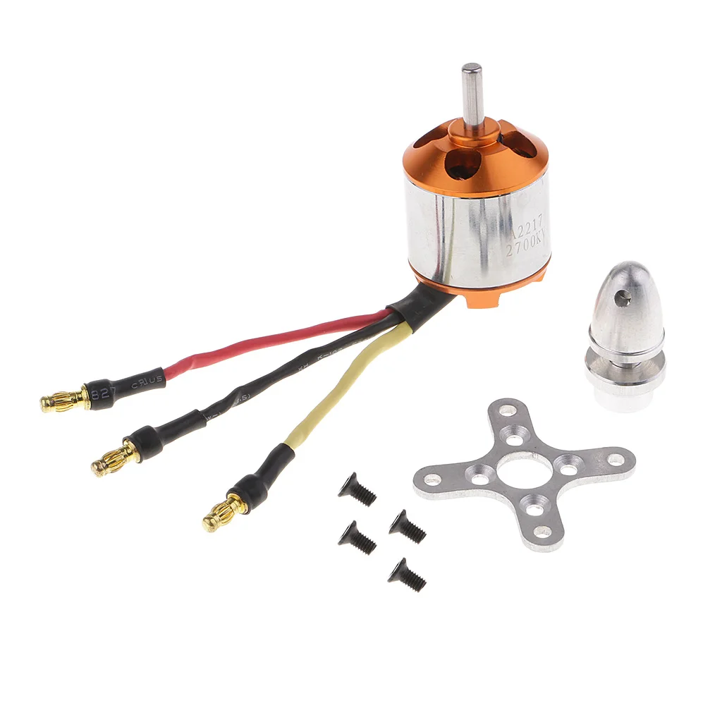 Бесщеточный двигатель A2217 2700KV + металлическое Крепление/пропеллеры с зажимом для