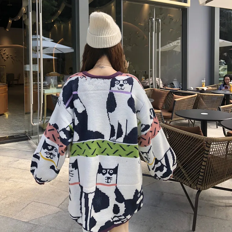 Gaganight свитер для девочек с милой собачкой повседневный свободный длинным рукавом