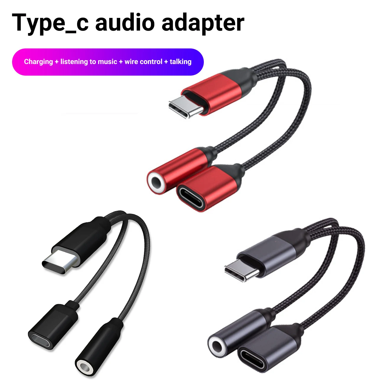 

Type-C Adapter 3.5mm Jack Earphone to USB C Charge Listen Calling for USB-C Phone Without 3.5MM Headphone Jack