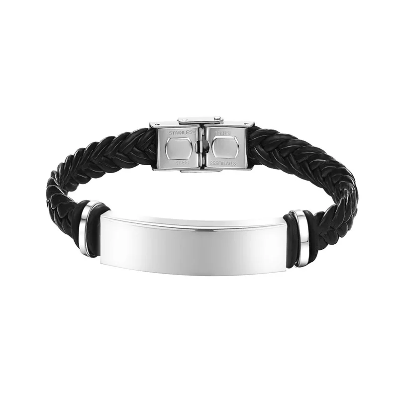 Уникальный из плетеной кожи ручной работы браслеты нержавеющей стали для мужчин