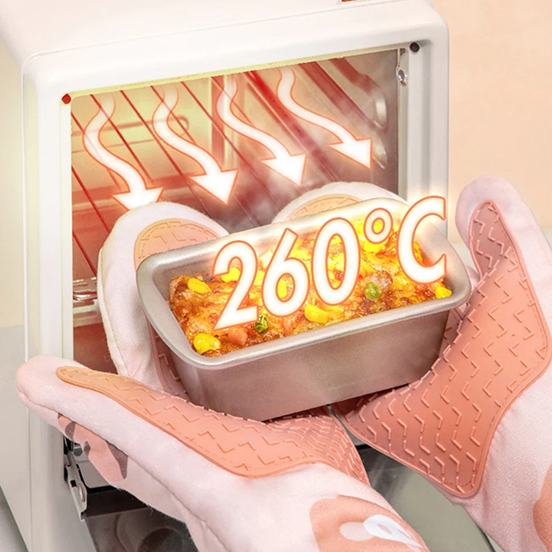 

1PCS Cute Microwave Glove Houshold Non-slip Cotton BBQ Oven Mitts Baking Gloves