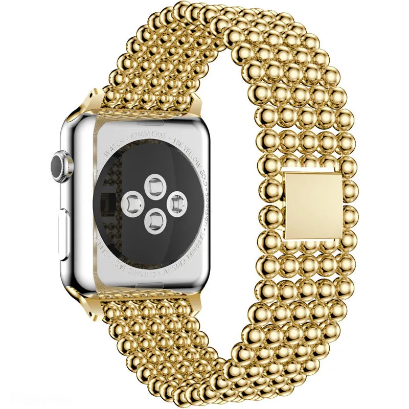 Ремешок для часов Apple Watch 5/4, 38 мм, 40 мм, 42 мм, 44 мм, модный ремешок из нержавеющей стали с бусинами для Iwatch 5, 4, 3, браслет