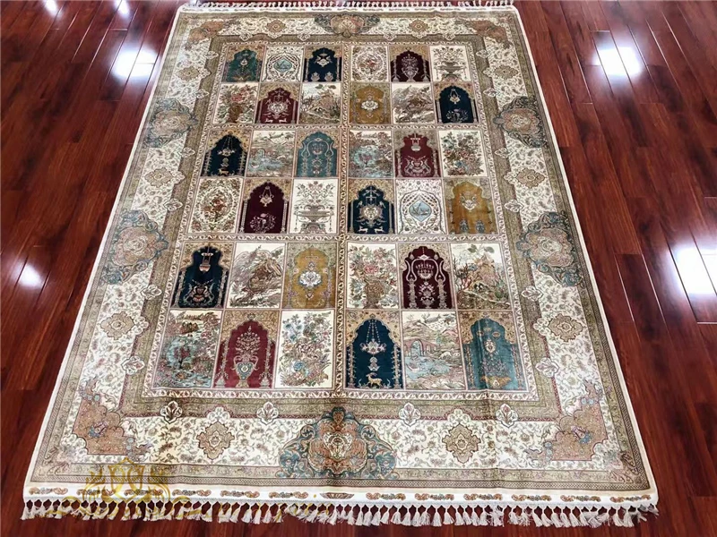 Kopen 8.2 'X 11.48' Handgeknoopte Tapijt Voor Woonkamer Zijden Kleed Dikke Tapijten Slaapkamer Decor Karpetten Anti-Slip Vloermat