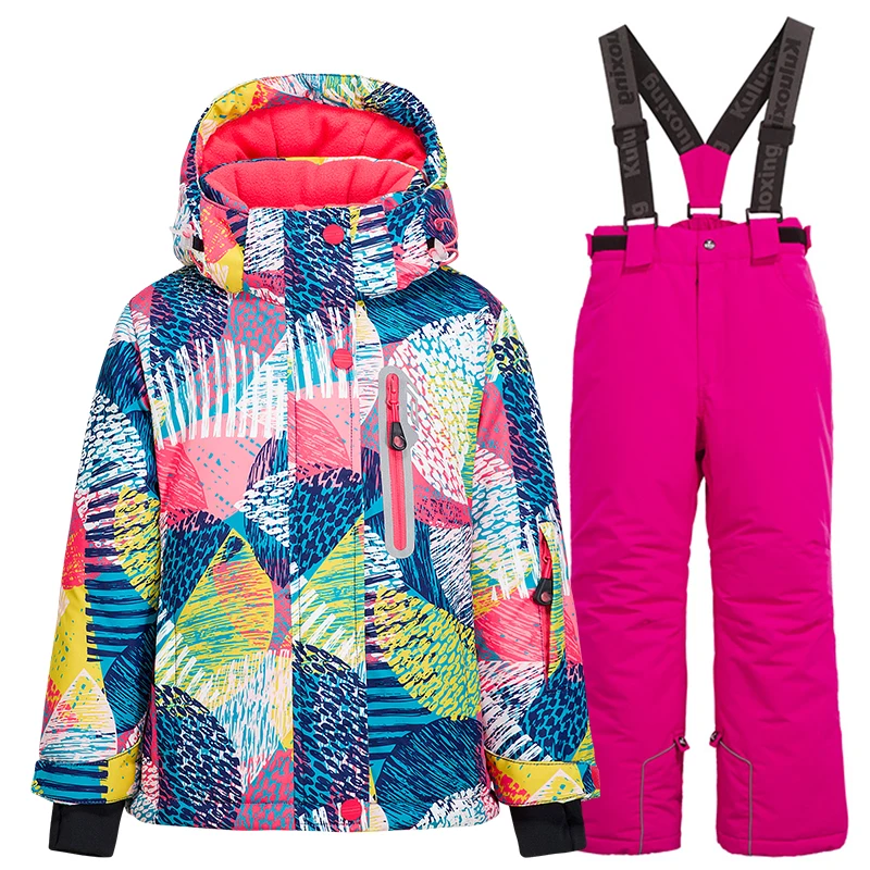 -30 Kid Ski Suit Warm Windproof Waterproof Snowsuit Girls And Boys Snow Suit Children Winter Skiing Snowboarding Jacket & Pants