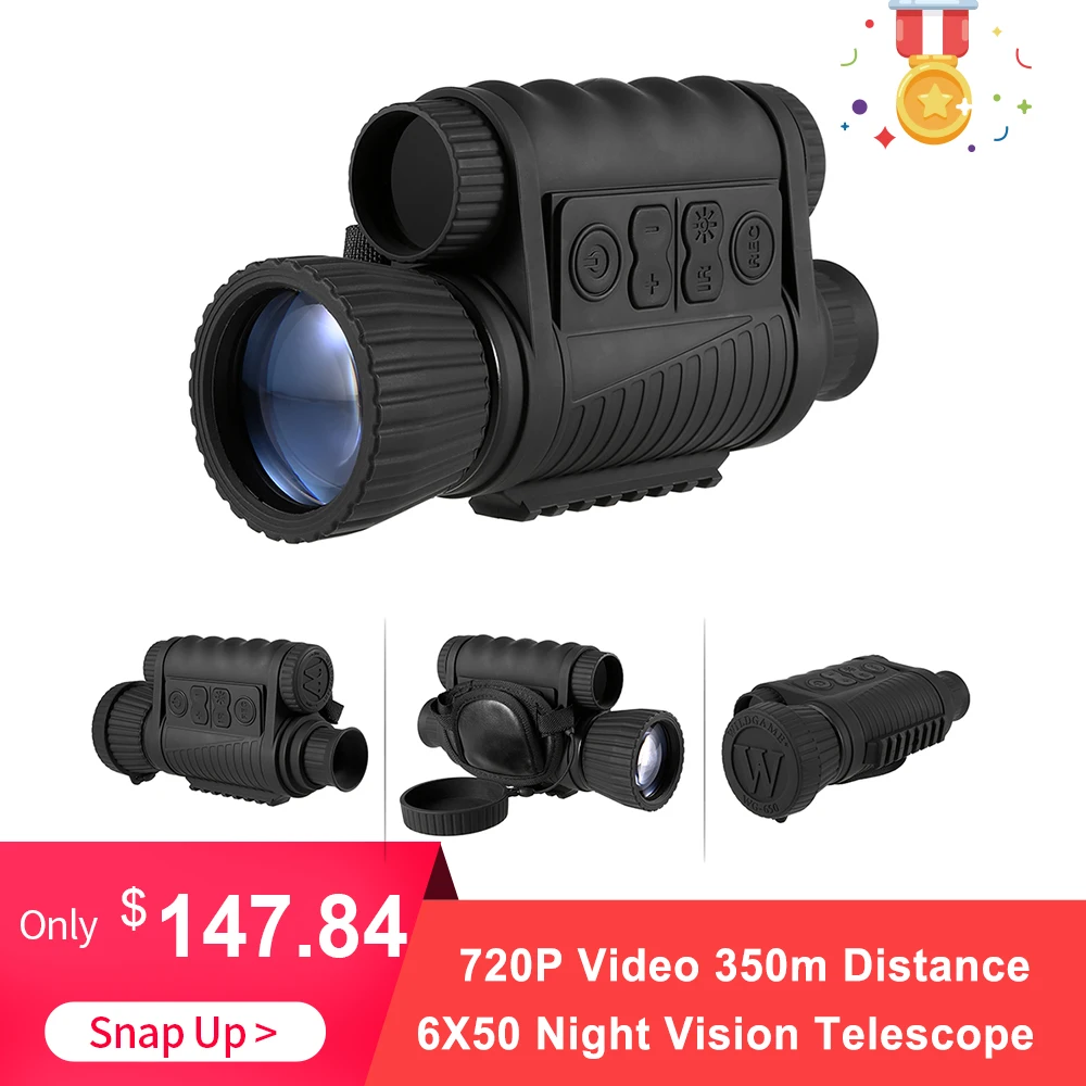 720P видео 350 м расстояние инфракрасного ночного видения телескоп Военный Тактический Монокуляр ЖК-дисплей зум фото видеокамера 6X50