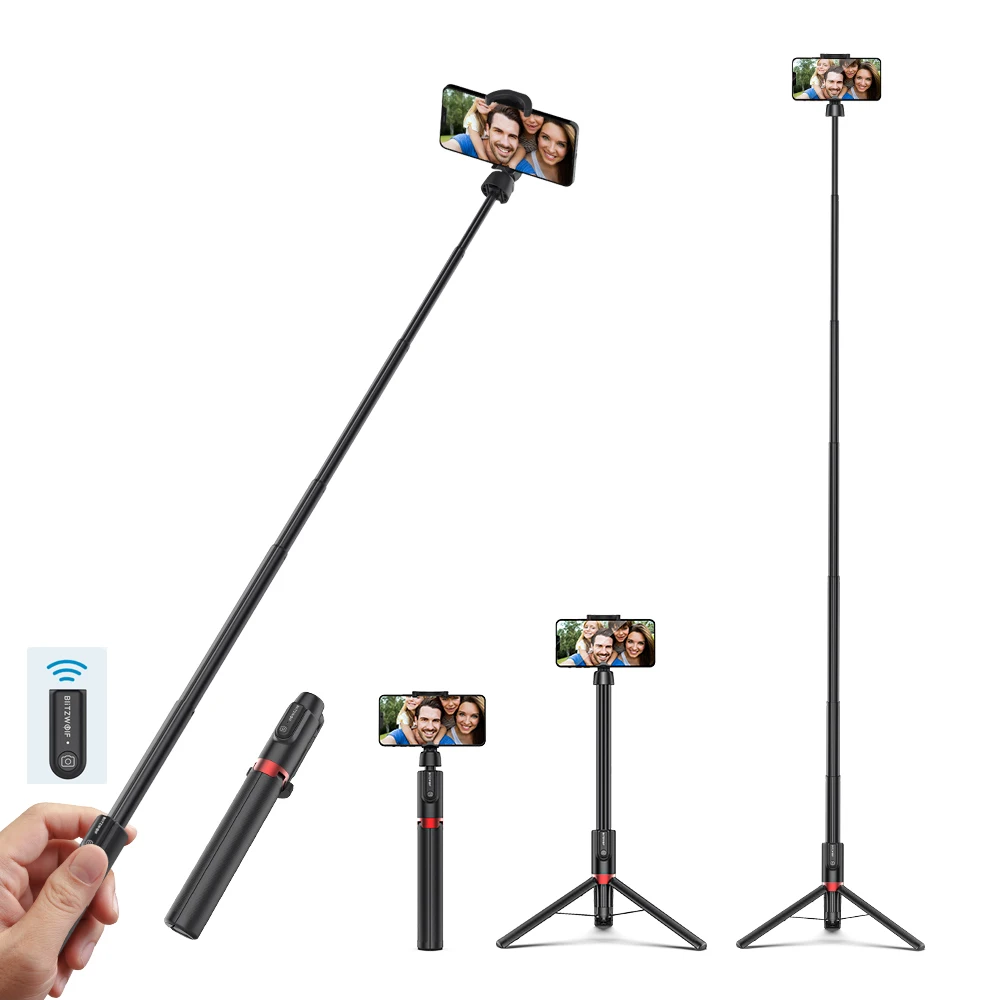 Blitzwolf BW-BS10 Plus Foldable Tripod Monopod Selfie Stick 1300mm Length Extendable Wireless Phone Holder | Электроника