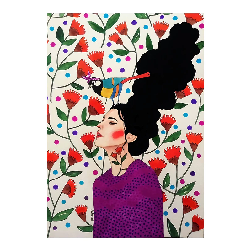 

Vintage Abstract Girl Hair Flower Women Wall Art Canvas Painting Fashion Nordic Poster Wall Pictures For Living Room Unframed